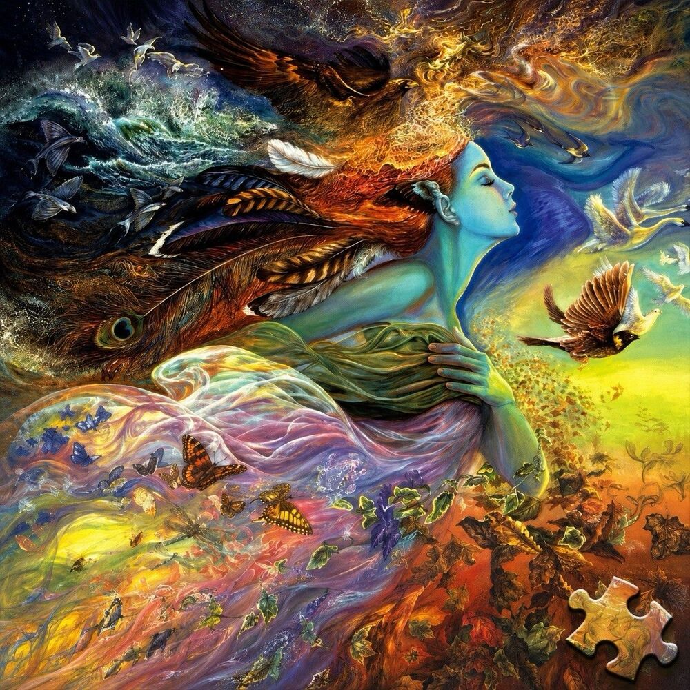 Buffalo Puzzle Spirit Of Flight 1000 Piece Surreal Fantasy Goddess Artwork Birds